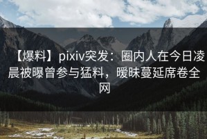 【爆料】pixiv突发：圈内人在今日凌晨被曝曾参与猛料，暧昧蔓延席卷全网