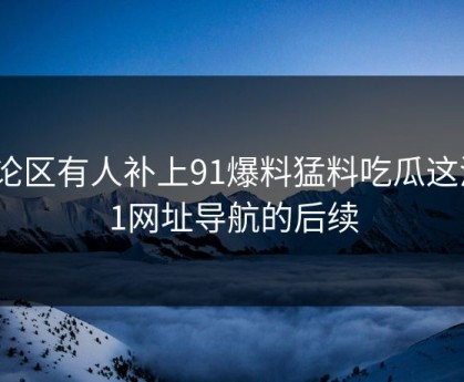 评论区有人补上91爆料猛料吃瓜这波91网址导航的后续