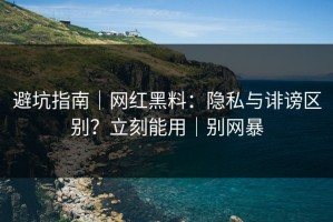 避坑指南｜网红黑料：隐私与诽谤区别？立刻能用｜别网暴