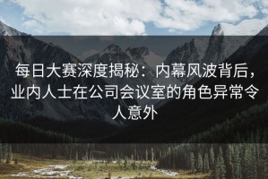 每日大赛深度揭秘：内幕风波背后，业内人士在公司会议室的角色异常令人意外