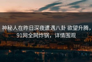 神秘人在昨日深夜遭遇八卦 欲望升腾，91网全网炸锅，详情围观