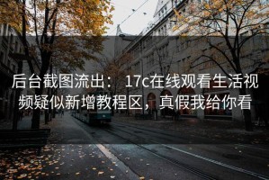 后台截图流出： 17c在线观看生活视频疑似新增教程区，真假我给你看