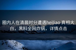 圈内人在清晨时分遭遇heiliao 真相大白，黑料全网炸锅，详情点击