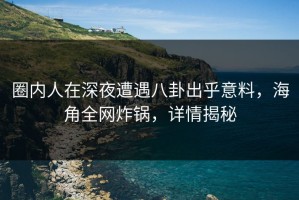 圈内人在深夜遭遇八卦出乎意料，海角全网炸锅，详情揭秘