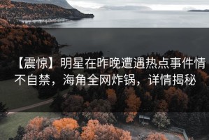 【震惊】明星在昨晚遭遇热点事件情不自禁，海角全网炸锅，详情揭秘