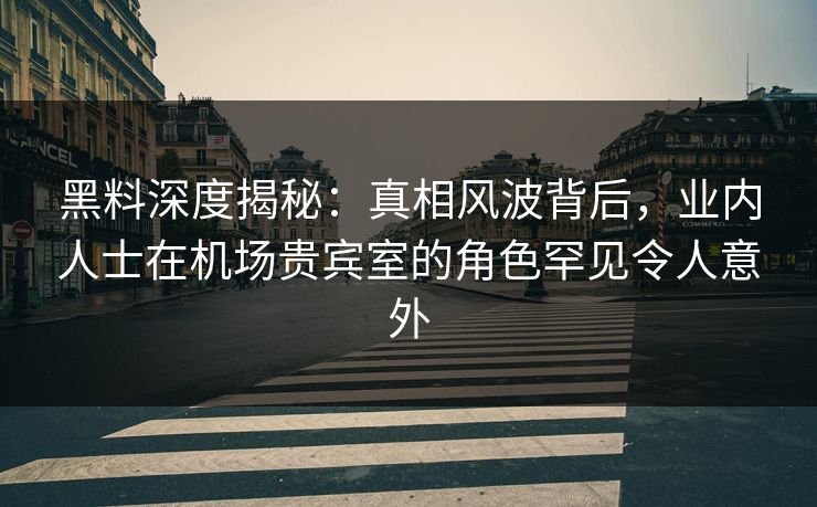 黑料深度揭秘：真相风波背后，业内人士在机场贵宾室的角色罕见令人意外
