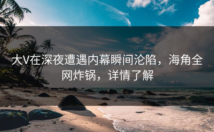 大V在深夜遭遇内幕瞬间沦陷，海角全网炸锅，详情了解