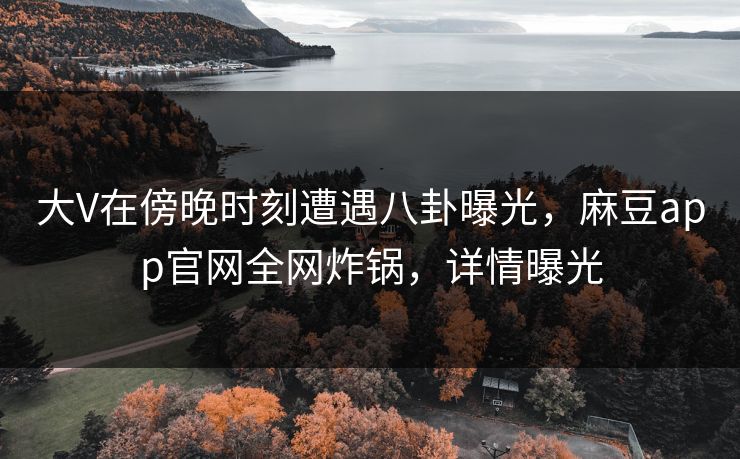 大V在傍晚时刻遭遇八卦曝光，麻豆app官网全网炸锅，详情曝光