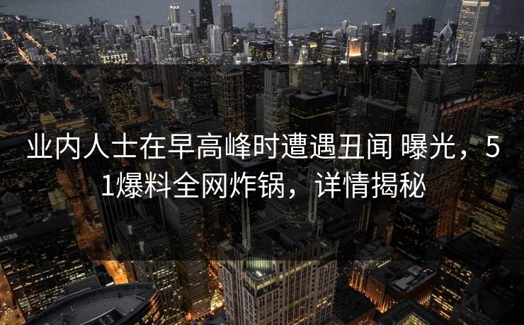 业内人士在早高峰时遭遇丑闻 曝光，51爆料全网炸锅，详情揭秘